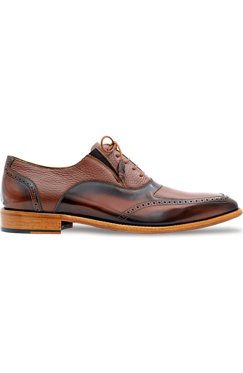 Mezlan Brogue Apron Toe Oxford, Alternate, color, Camel