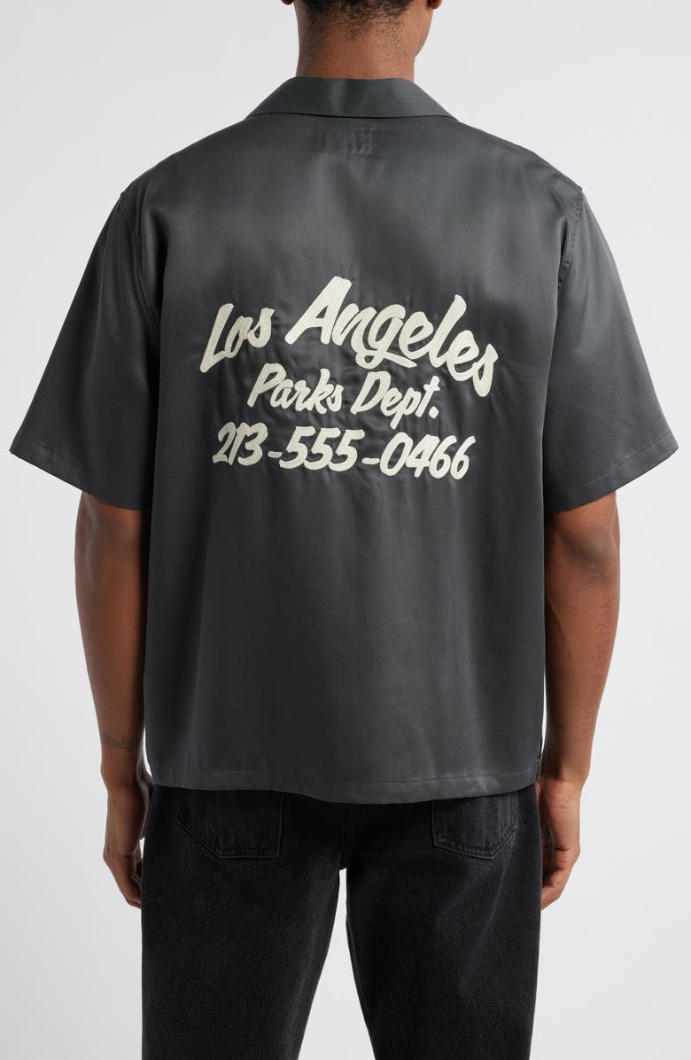 PacSun Parks Embroidered Camp Shirt, Alternate, color, Black With Wash