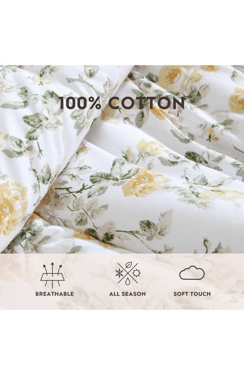 Laura Ashley Roses 7-piece Cotton Comforter Set In Gold/green