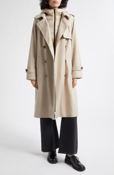 Azura Trench Coat with Hooded Puffer Inset