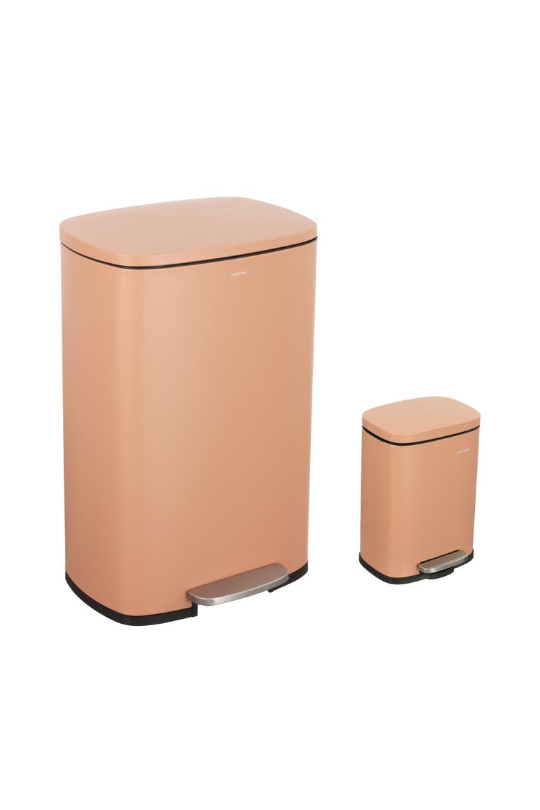 Connor Rectangular Trash Can with Soft-Close Lid and FREE Mini Trash Can, Main, color, Clay Rose