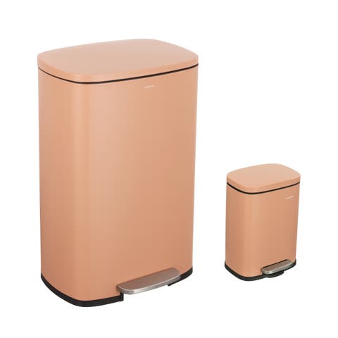 Connor Rectangular Trash Can with Soft-Close Lid and FREE Mini Trash Can