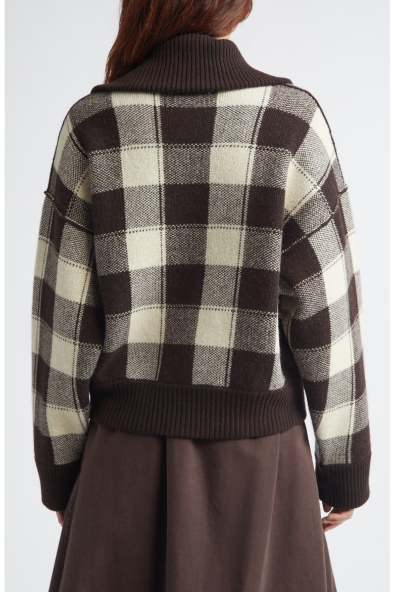 Journey Rachell Buffalo Check Knit Jacket, Alternate, color, AFTERDARK/ OATMILK