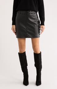 Vigoss Studded Faux Leather Miniskirt