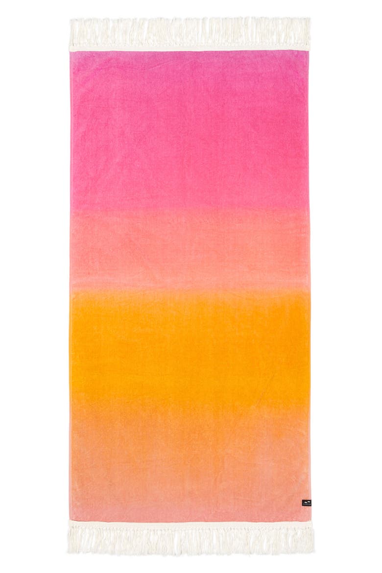 Daiquiri Fringe Cotton Beach Towel, Main, color, CORAL/ PINK/ RED TONES