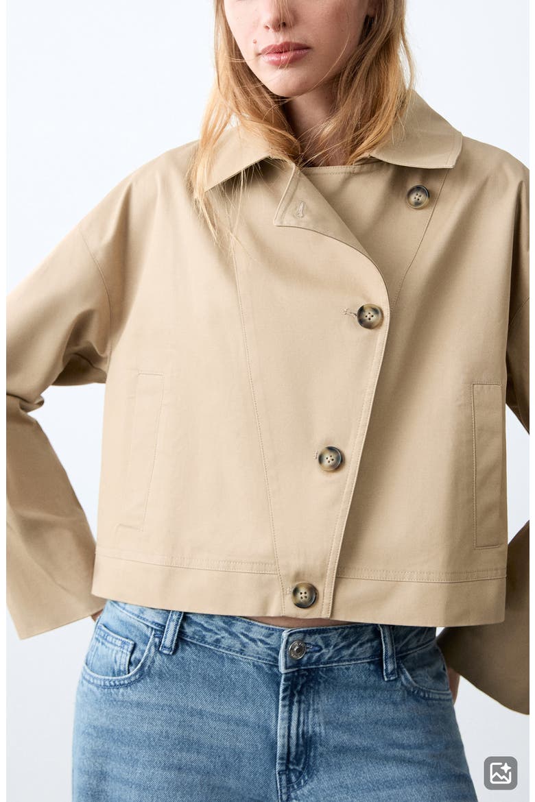 Asymmetric Crop Trench Coat, Main, color, BEIGE