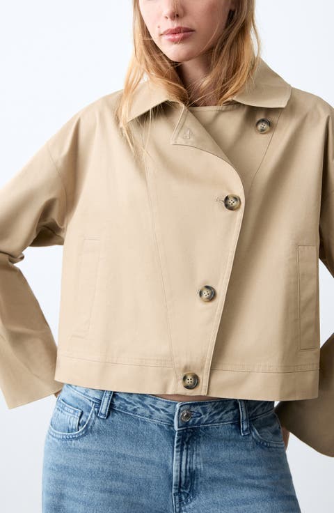 Asymmetric Crop Trench Coat