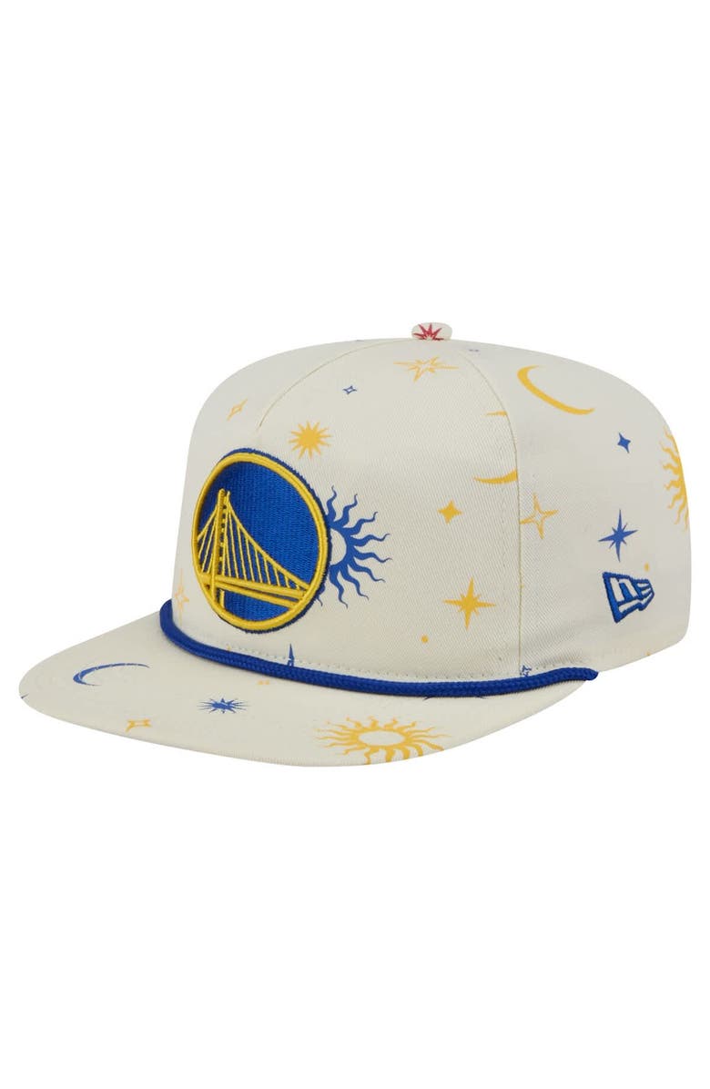 New Era Men's New Era Cream Golden State Warriors Lunar Golfer Snapback Hat, Main, color, Cream