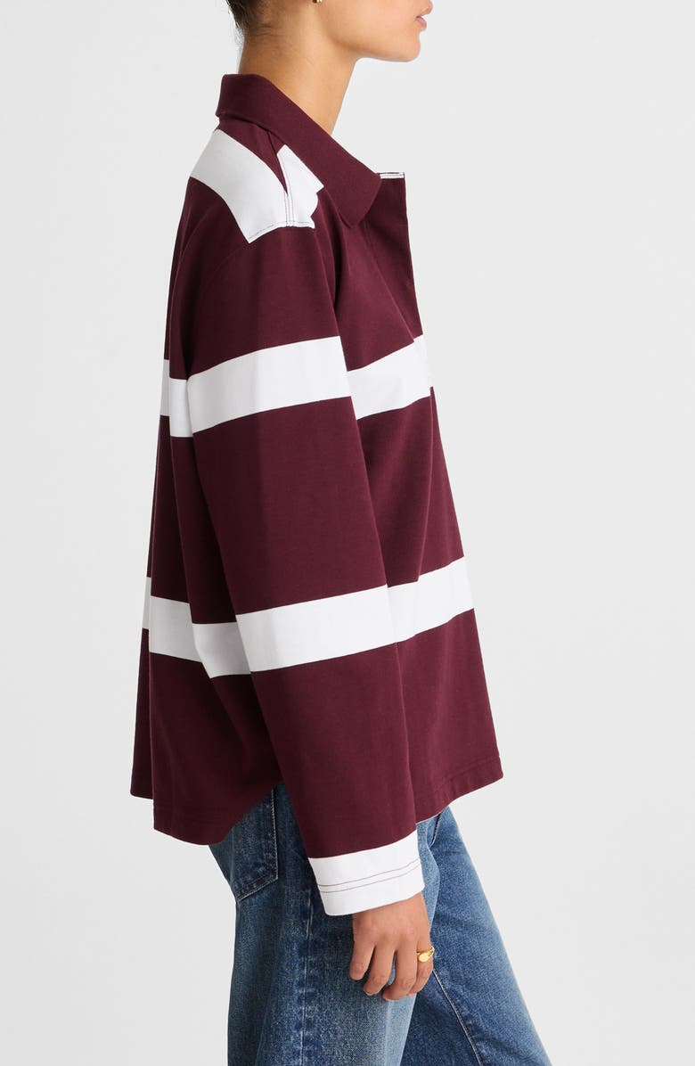 Madewell Rugby Polo Shirt, Alternate, color, Oversized Rugby Stripe Dk Pom