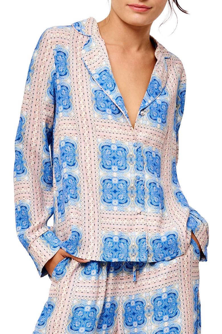 Avery Printed Pajama Top, Main, color, BLUE