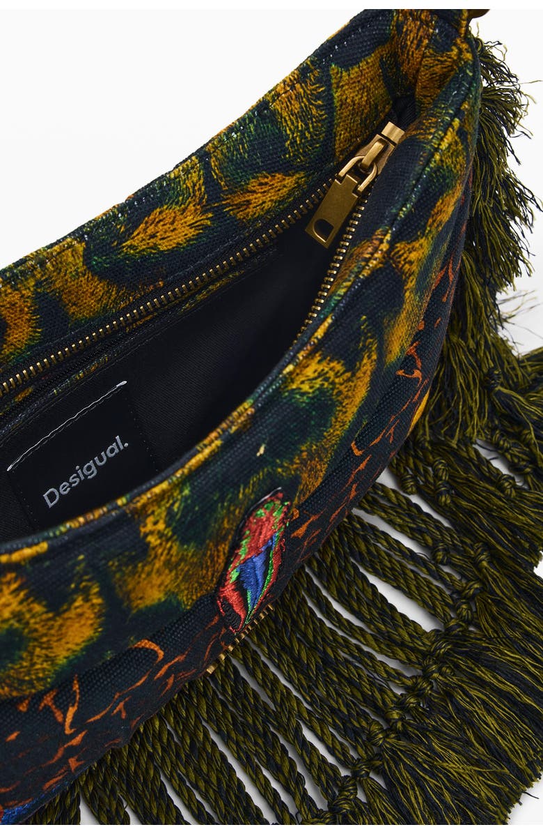 Desigual Fringe Trim Shoulder Bag, Alternate, color, Light Green