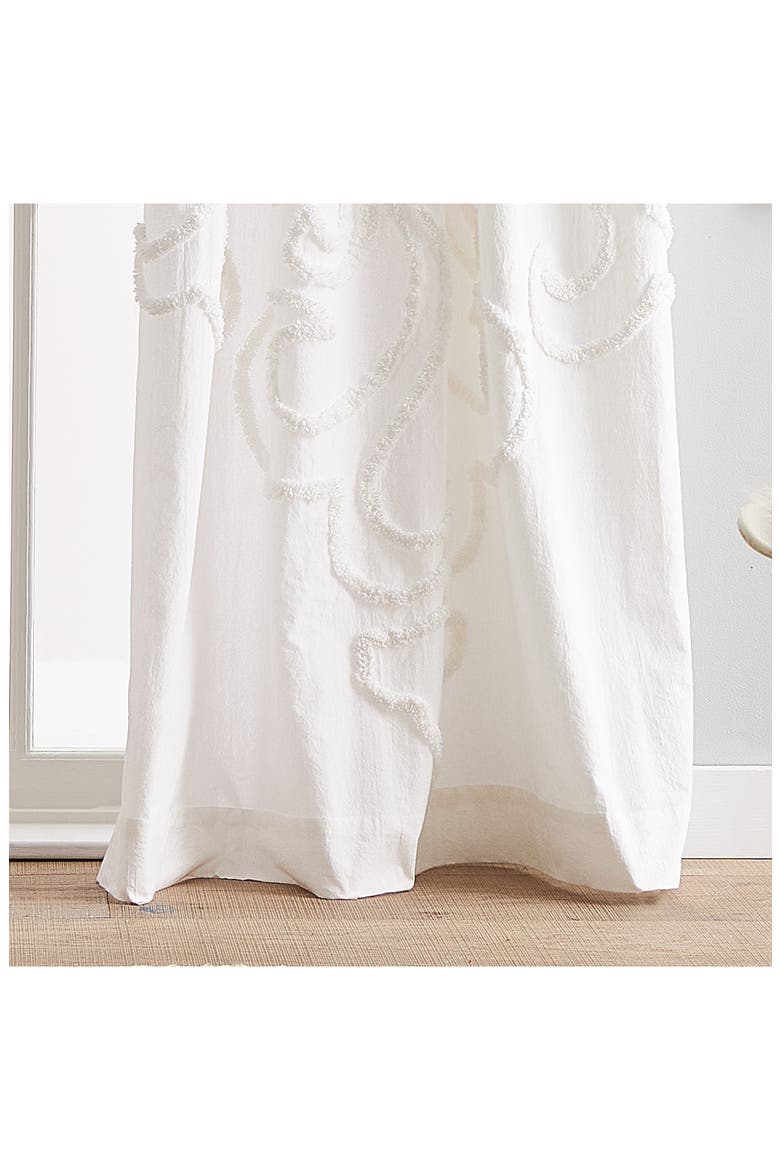 Gates Set of 2 Tufted Chenille Curtain Panels, Alternate, color, WINTER WHITE