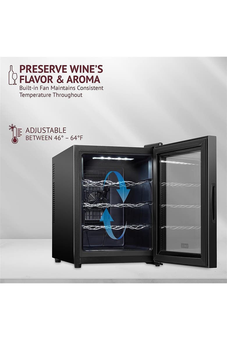 12 Bottle Thermoelectric Wine Cooler, Quiet Freestanding Wine Fridge, Alternate, color, Black