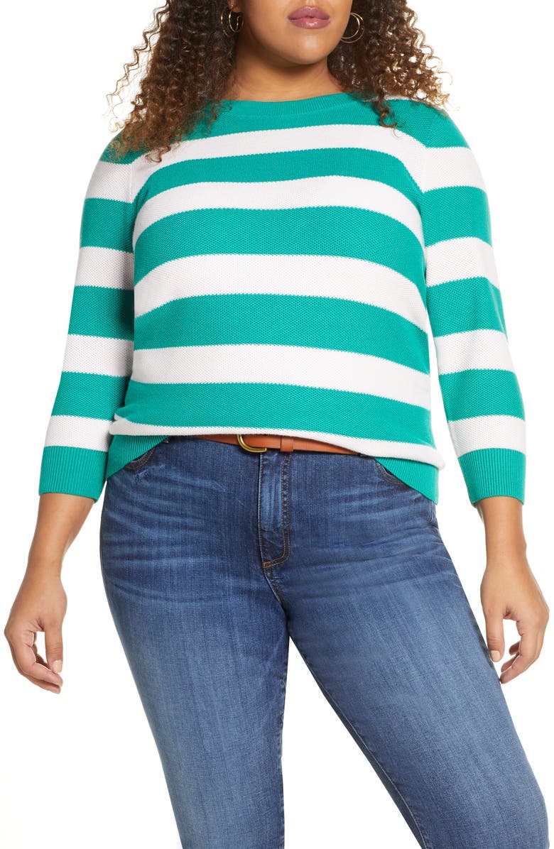 Halogen<sup>®</sup> x Atlantic-Pacific Three Quarter Sleeve Sweater, Main, color, 