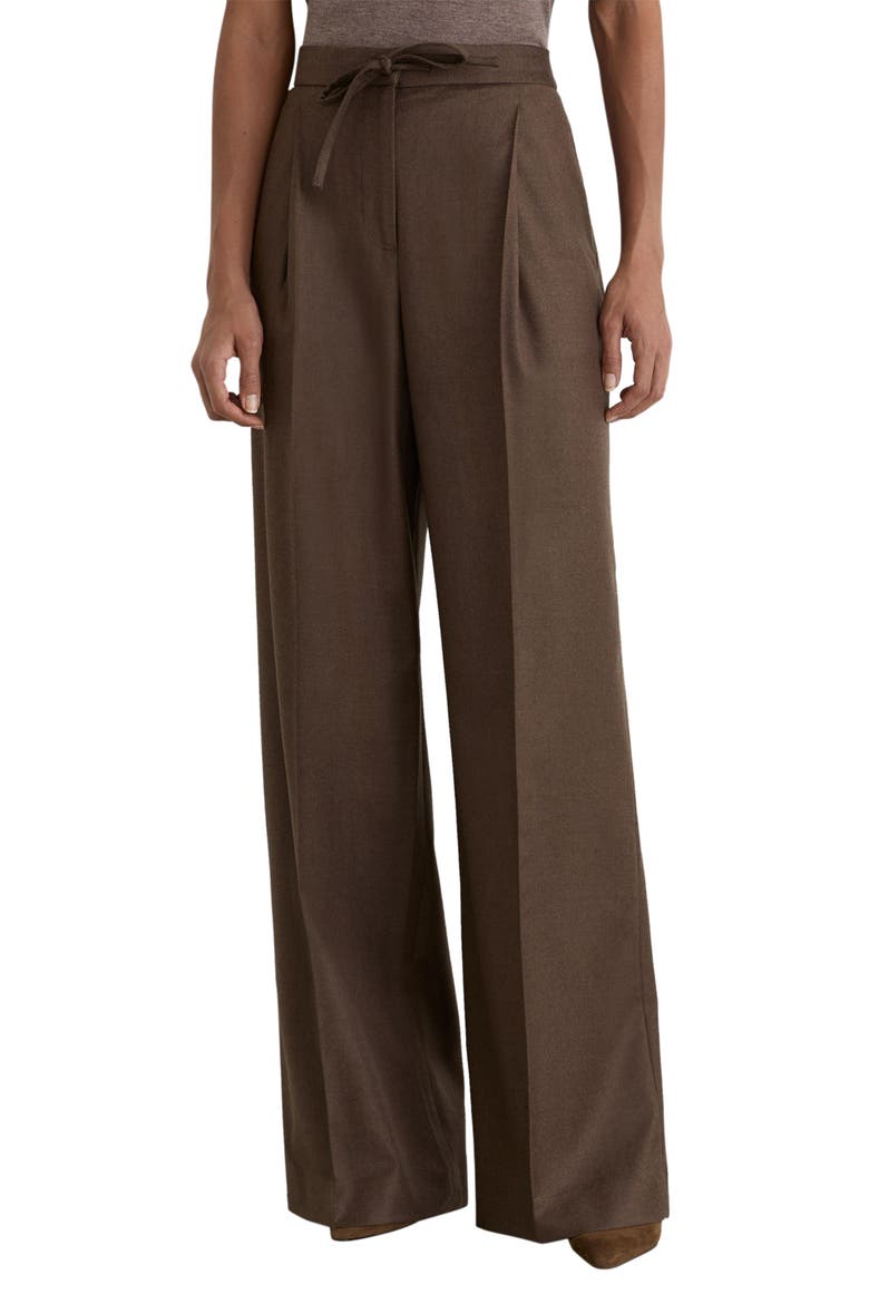 Derby Wide Leg Drawstring Trousers, Alternate, color, MOCHA BROWN