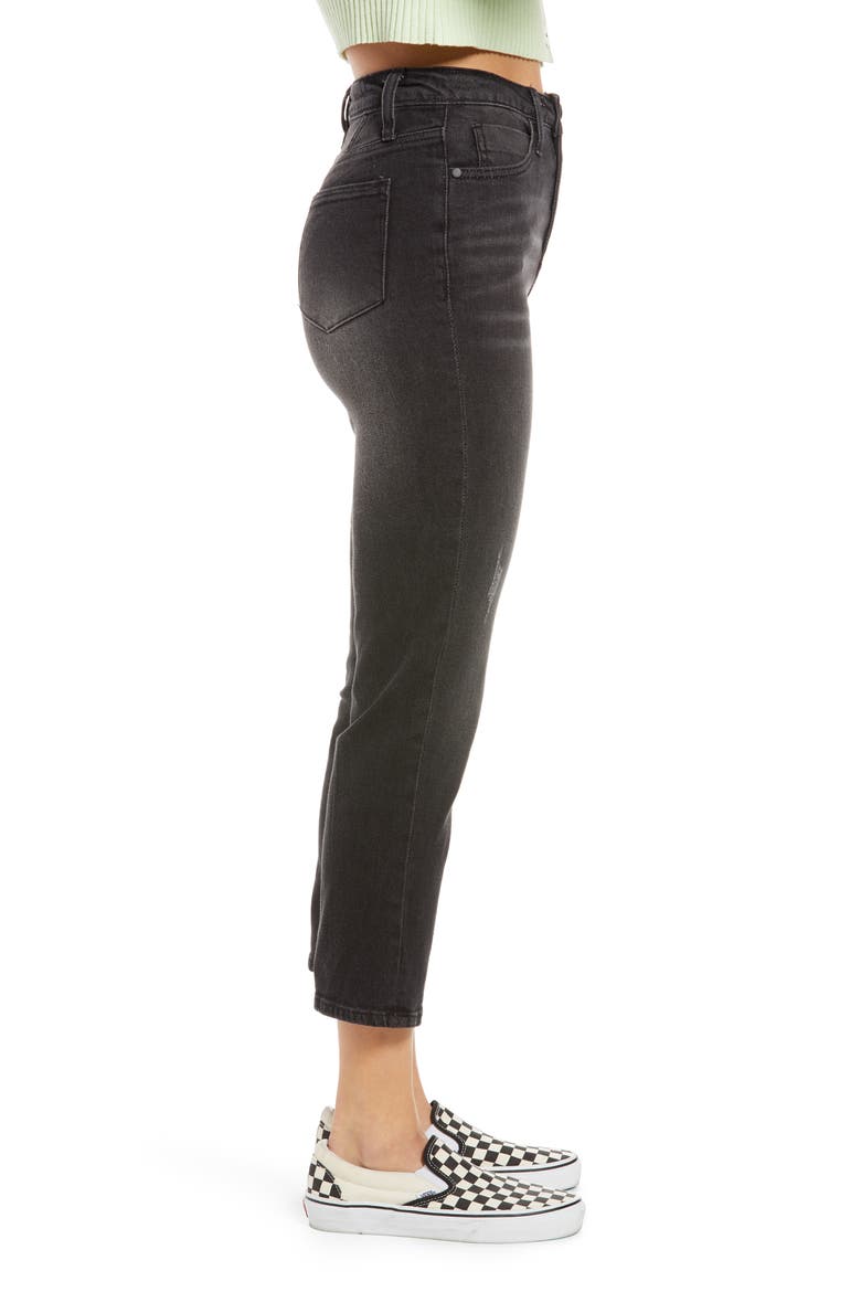 High Waist Crop Straight Leg Jeans, Alternate, color, BLACK WASH
