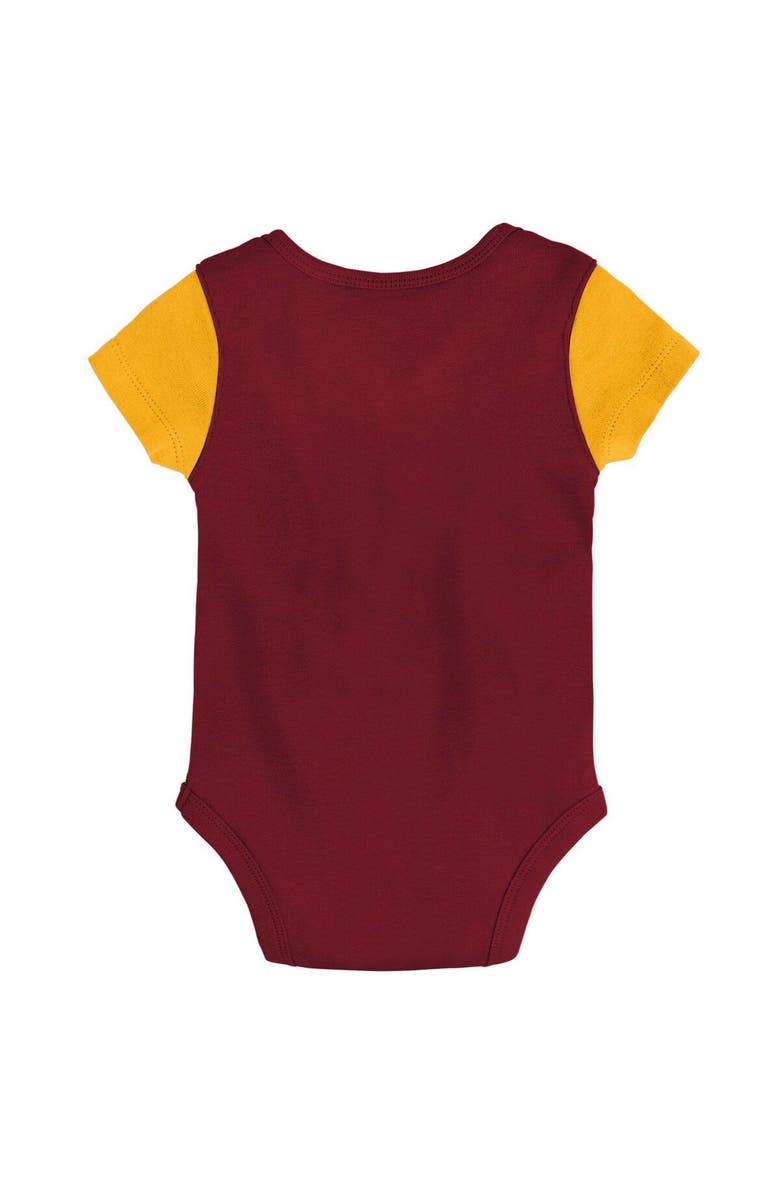 Outerstuff Newborn & Infant Burgundy/Gold Washington Commanders Little Champ Three-Piece Bodysuit Bib & Booties Set, Alternate, color, Burgundy