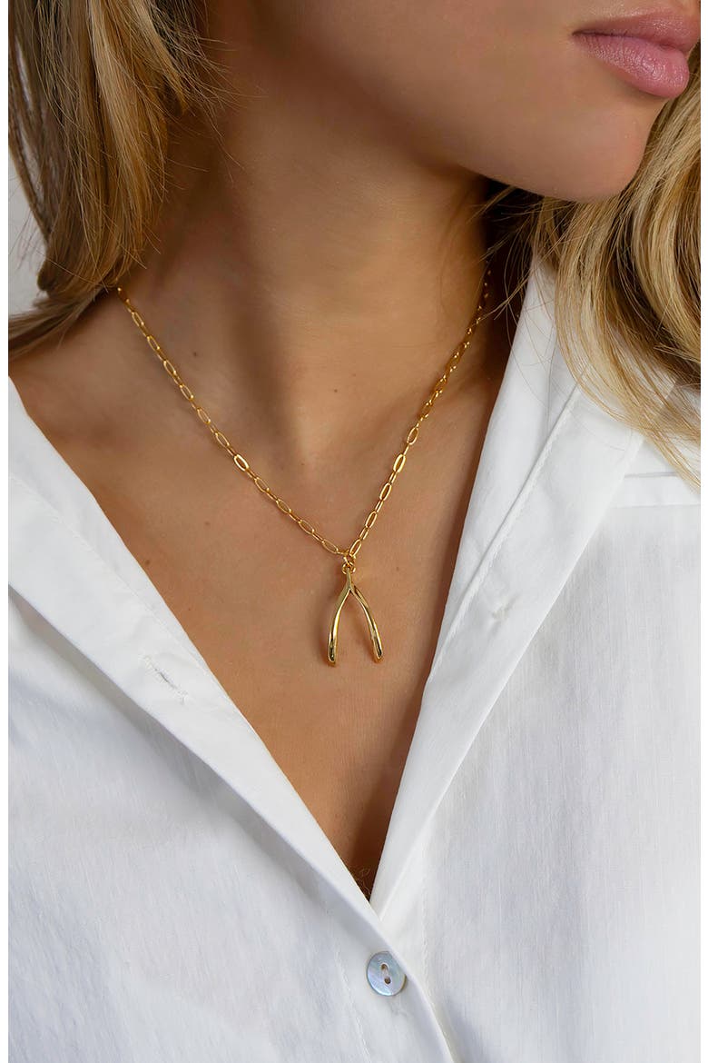 Willa Wishbone Pendant Necklace, Alternate, color, GOLD PLATED