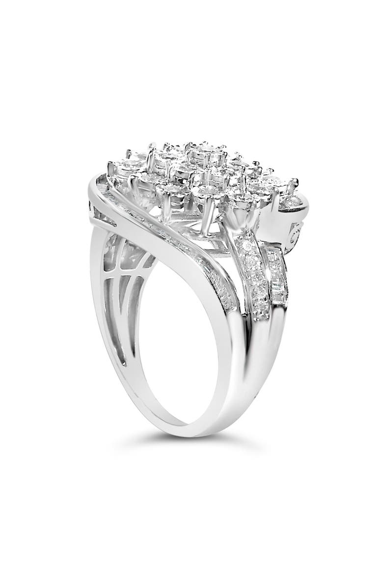Sterling Silver 1.0 Cttw Diamond Swirl Cluster Cocktail Ring, Alternate, color, Silver