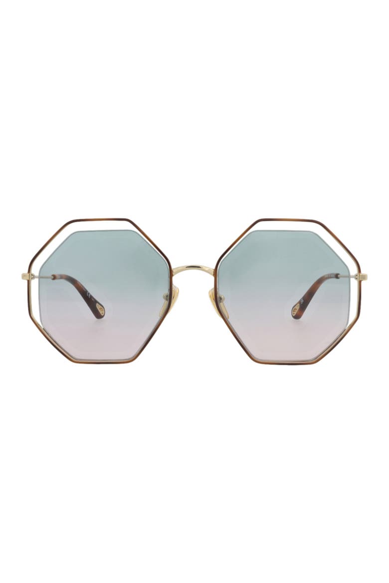 Oversize Geometric Sunglasses, Main, color, HAVANA GOLD GREEN