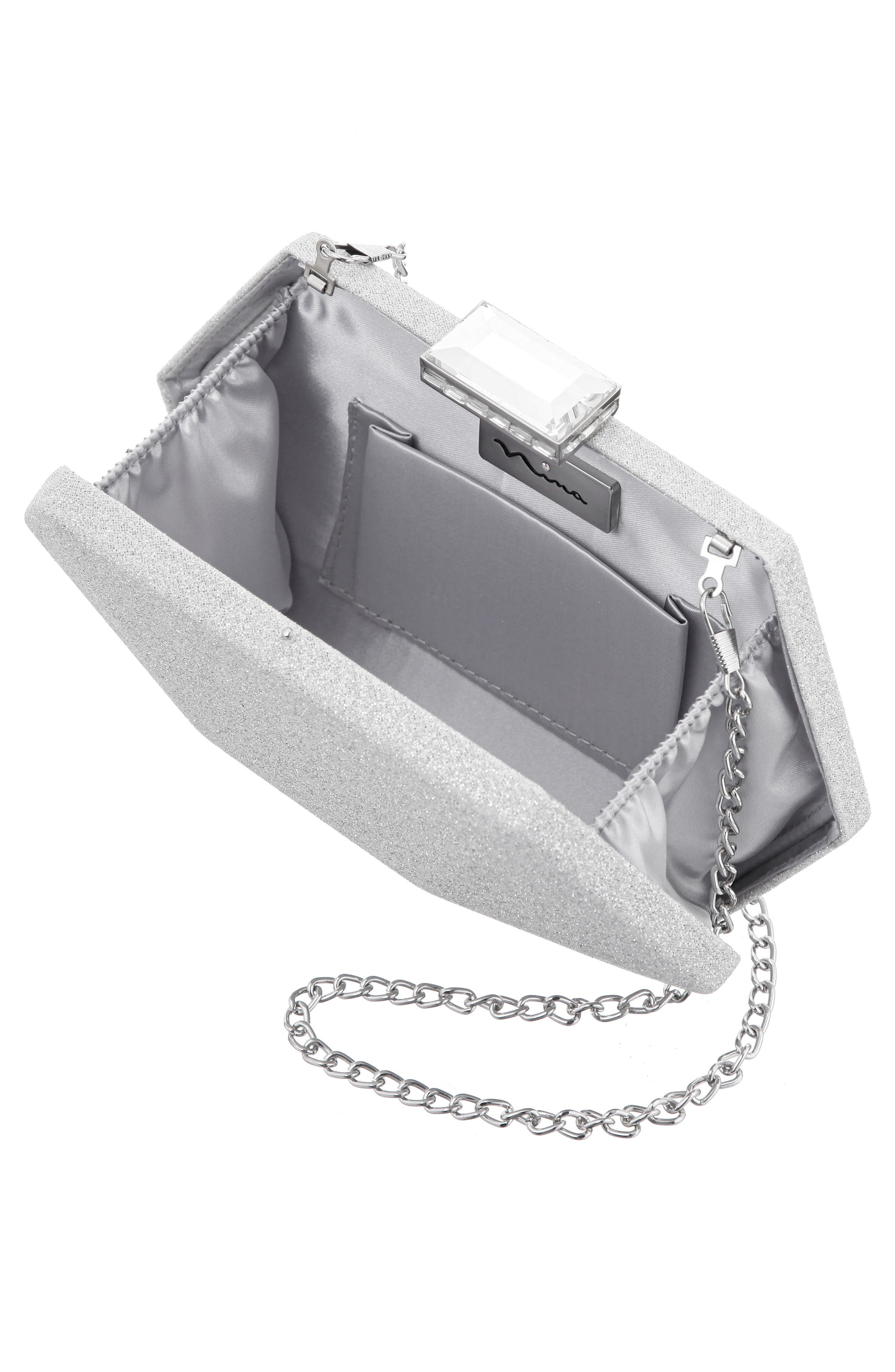 Nina Geometric Minaudiere, Alternate, color, Silver