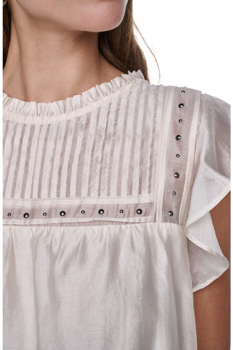Studded Pintuck Top, Alternate, color, COCONUT