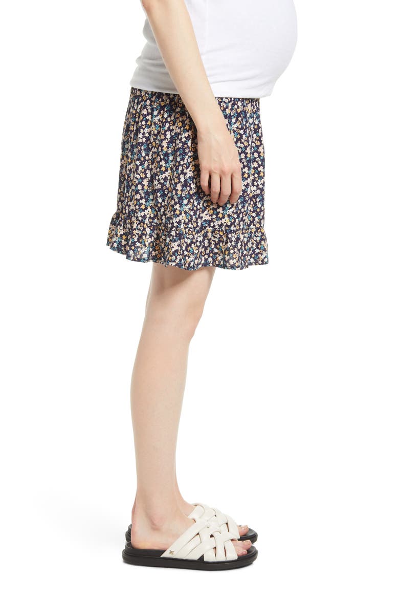 Floral Maternity Skirt, Alternate, color, NAVY PRINT