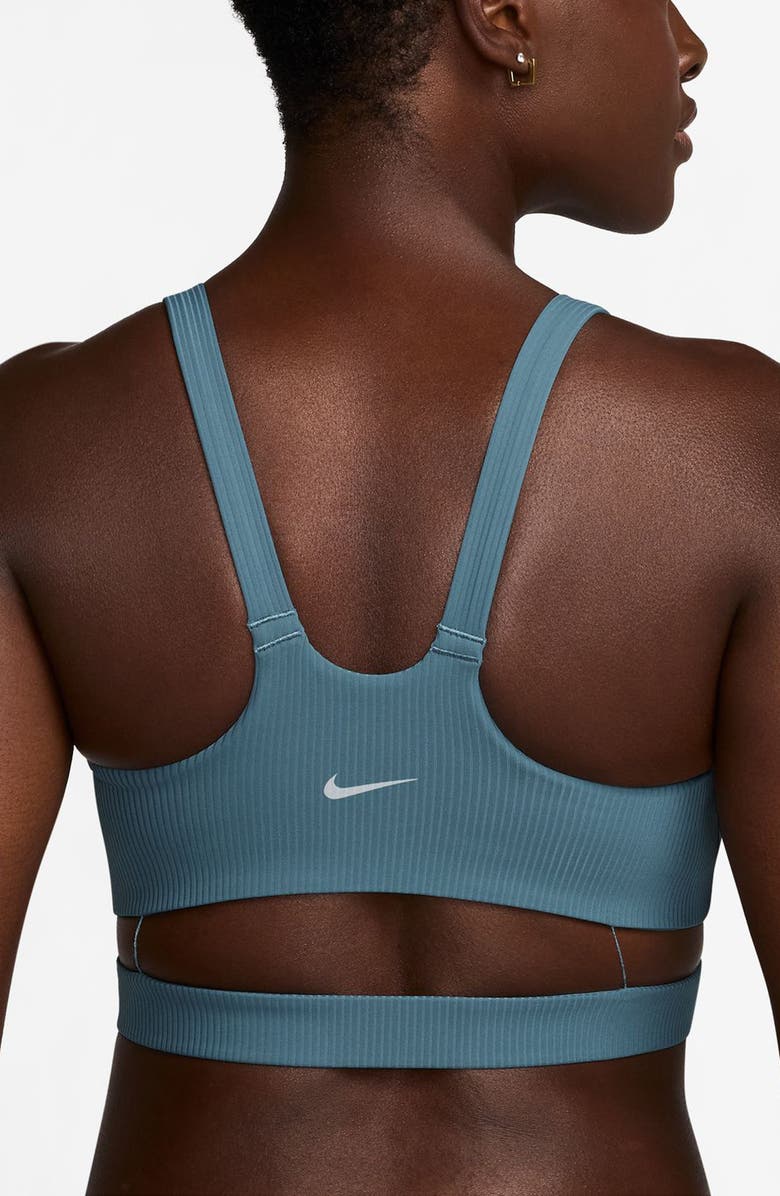 Nike Zenvy Rib Light-Support Padded Sports Bra, Alternate, color, 006 Smk Bl/White