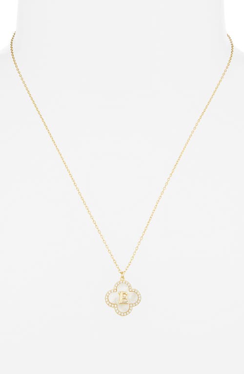 Argento Vivo Sterling Silver Clover Mother-of-pearl Initial Pendant Necklace In Gold