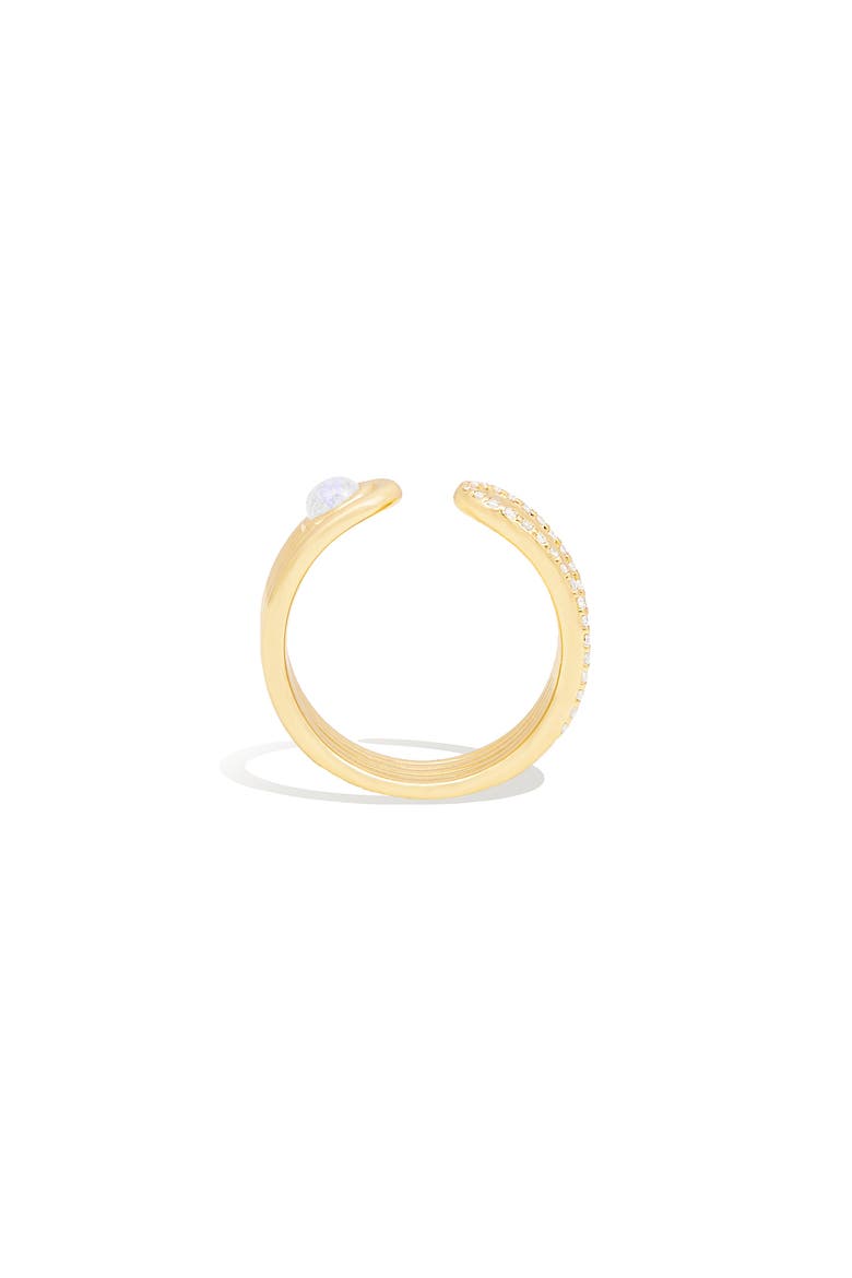 Found Cabochon Open Ring, Alternate, color, Rainbow Moonstone