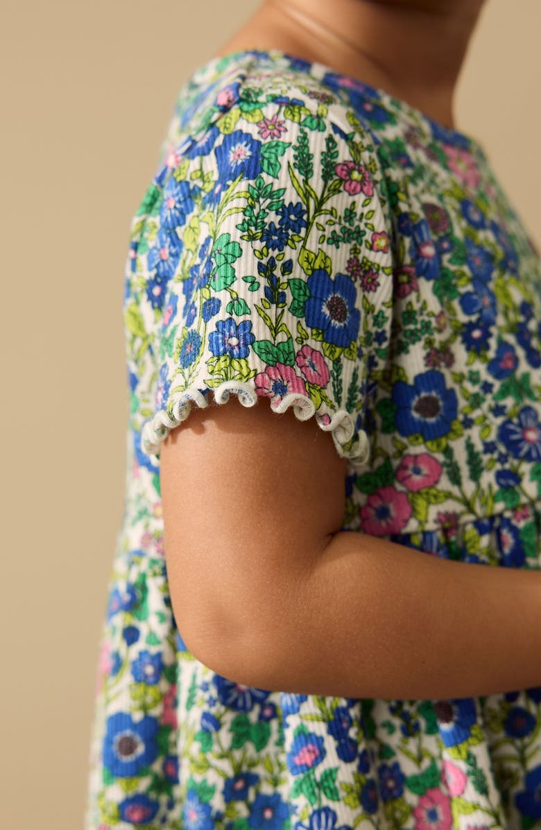 NEXT Kids' Floral Ditsy Print Rib Dress, Alternate, color, Blue