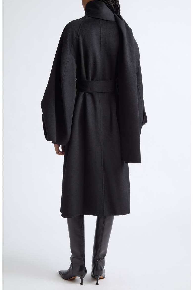 Valiant Wool Blend Coat with Scarf, Alternate, color, BLACK