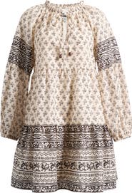 The Good Journey Mixed Print Long Sleeve Cotton Babydoll Dress
