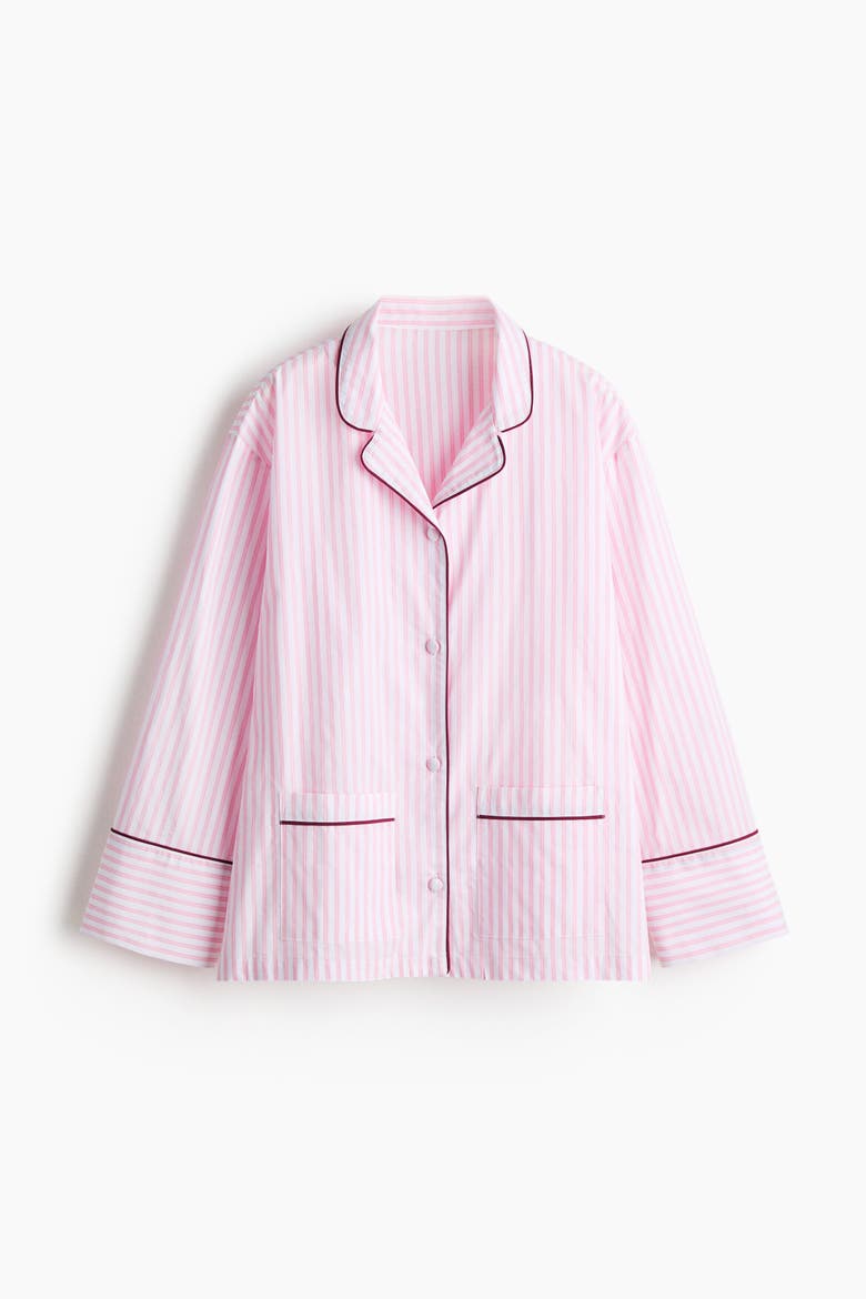 Cotton Pajama Shirt, Alternate, color, Pink/striped