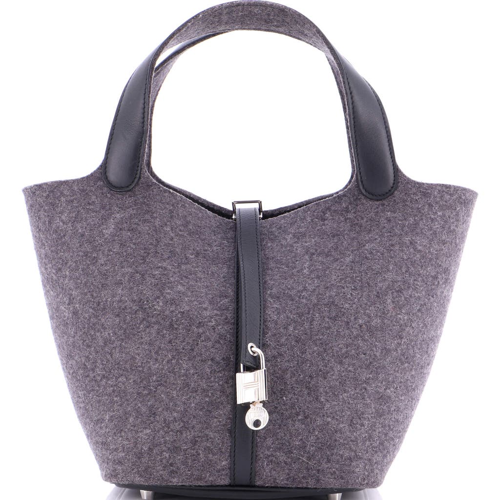 Pre-owned Hermes Hermes Picotin Lock Bag Felt With Leather Mm In Gray