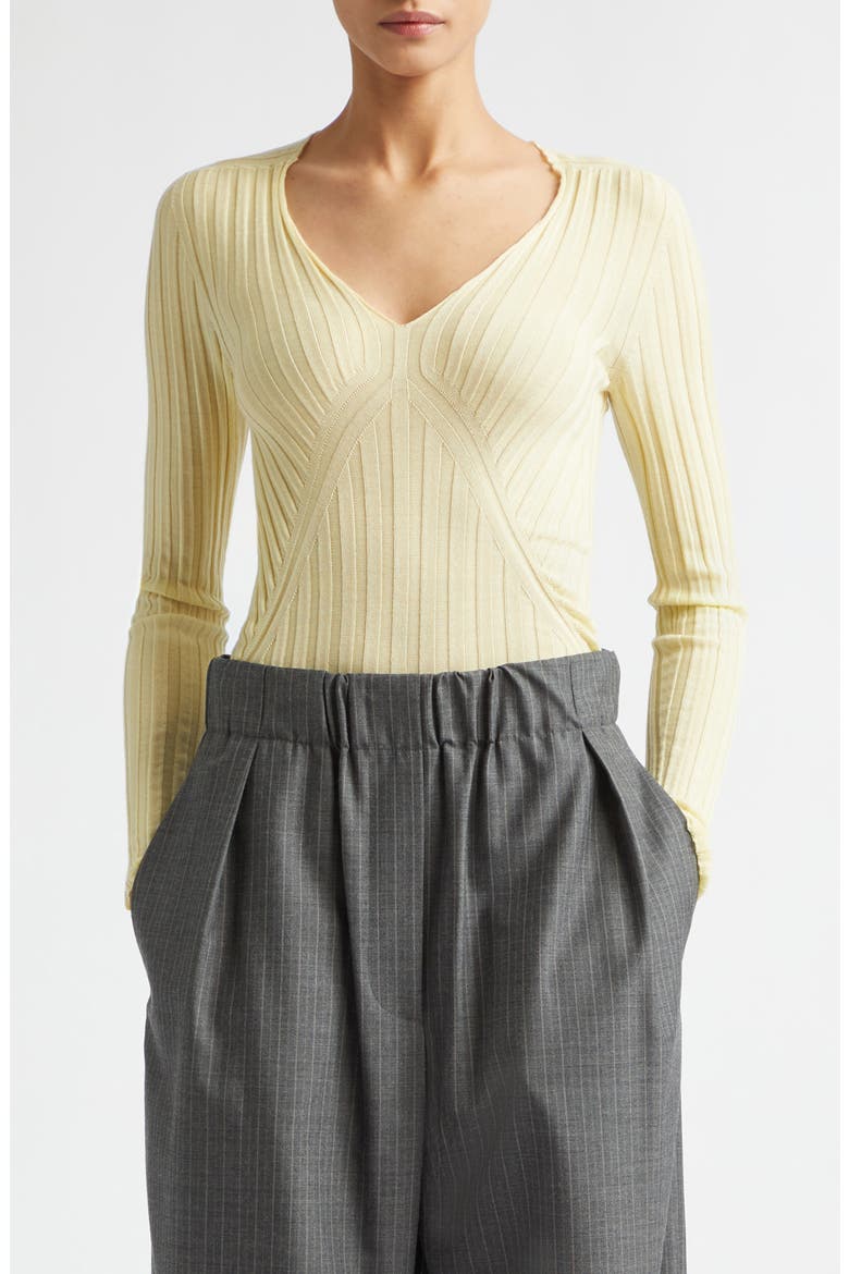 Engineered Cashmere & Silk Rib Sweater, Main, color, LIME WASH