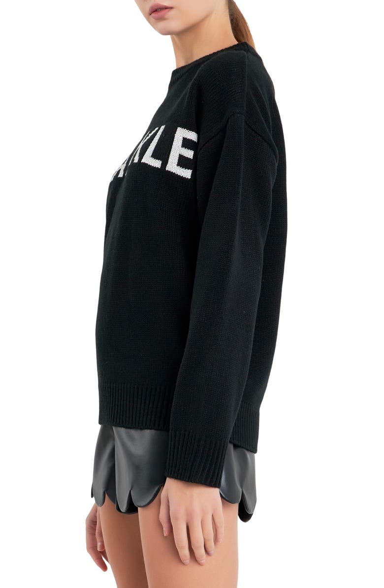 English Factory Lettering Sweater, Alternate, color, Black