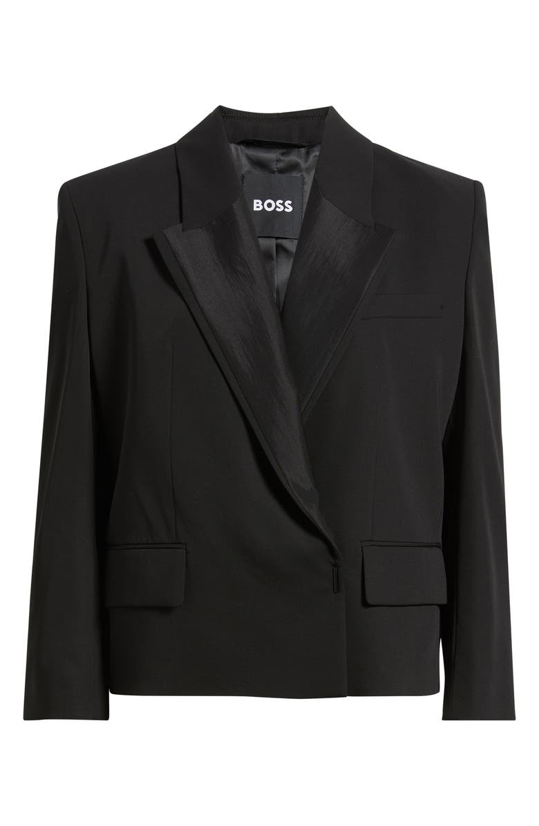 BOSS Janeva Virgin Wool One-Button Blazer, Alternate, color, Black