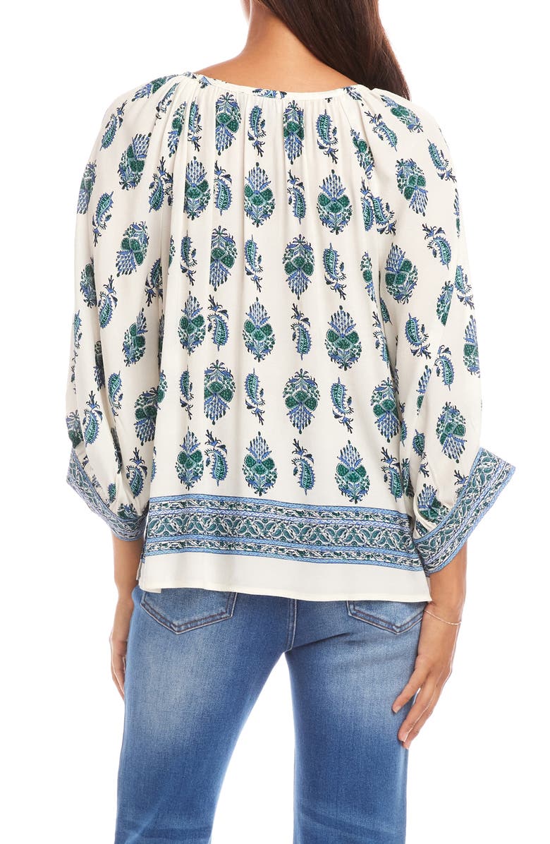 Karen Kane Print Blouson Sleeve Top, Alternate, color, White Print