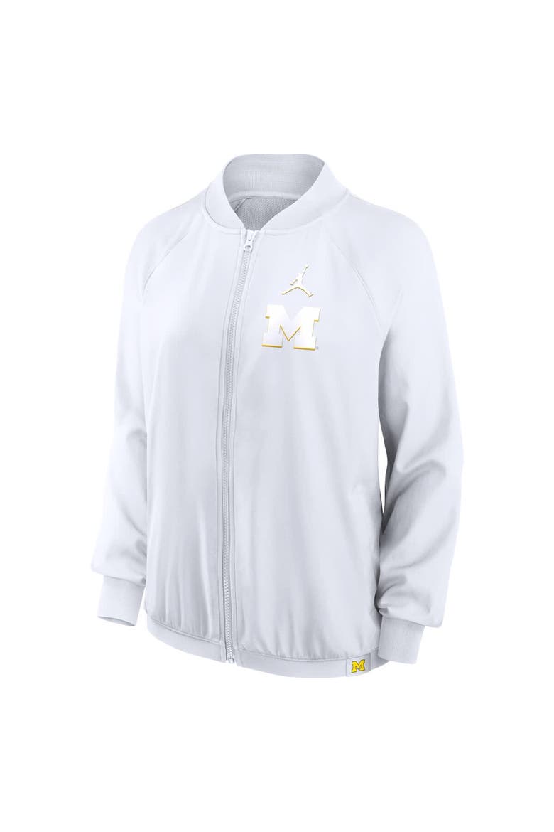 Women's Jordan Brand  White Michigan Wolverines Statement Bomber Raglan Full-Zip Jacket, Alternate, color, White