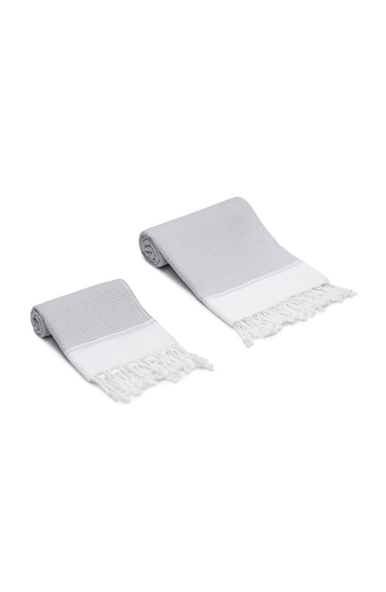 Oliviera Home Pria Turkish Cotton Bath and Hand Towel - Set, Alternate, color, Light Gray