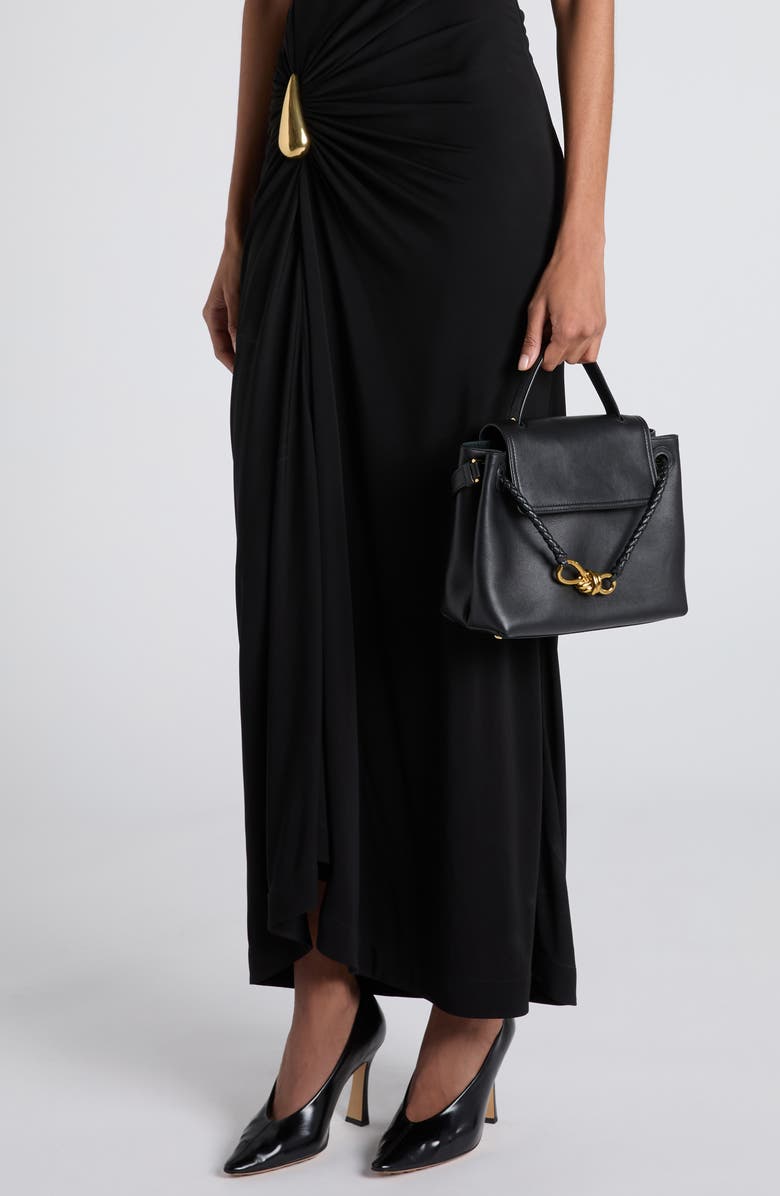 Bottega Veneta Small Ciao Ciao Knot Detail Leather Top Handle Bag, Alternate, color, 1019 Black-M Brass