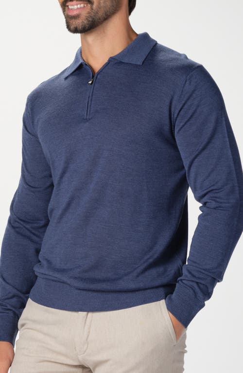Studio Garnet Los Angeles Lightweight Merino Wool Quarter Zip Sweater In Blue