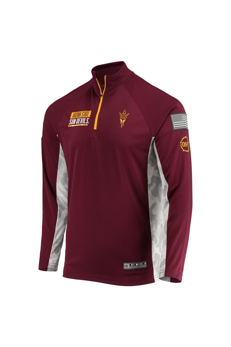 Men's Colosseum Maroon Arizona State Sun Devils OHT Military Appreciation Snow Cruise Raglan 1/4-Zip Jacket, Alternate, color, Maroon