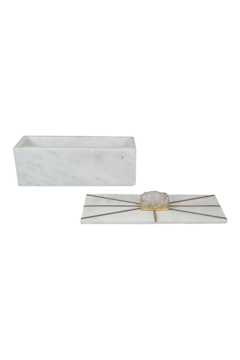 Amethyst Marble Box, Alternate, color, WHITE/BRASS