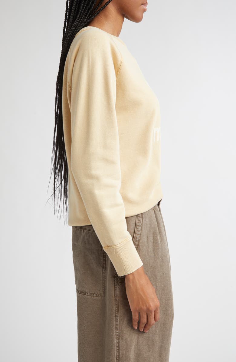 Isabel Marant Étoile Millyny Flocked Logo Fleece Sweatshirt, Alternate, color, Light Ochre