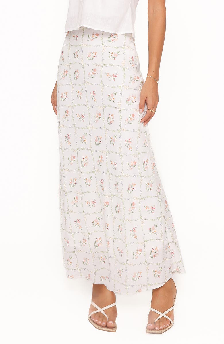 Petal & Pup Steele Bias Cut Maxi Skirt, Alternate, color, White Vintage Floral