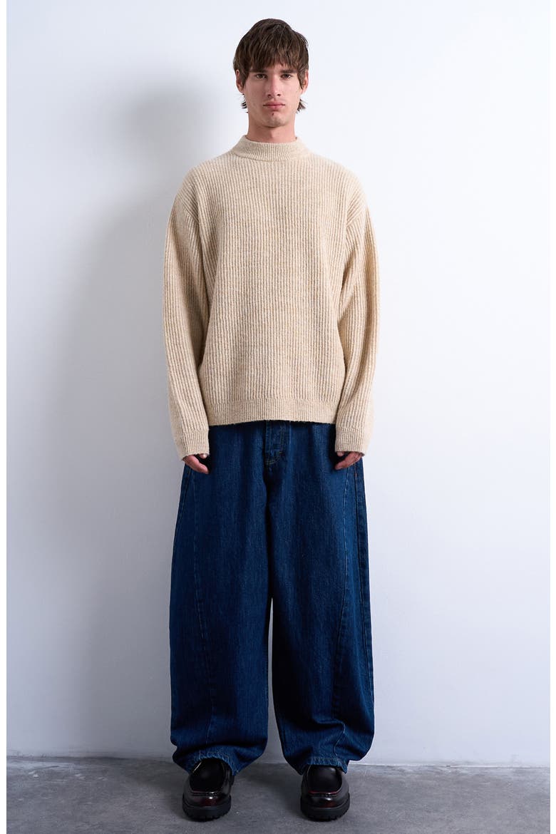 Rib Mock Neck Sweater, Alternate, color, BROWN