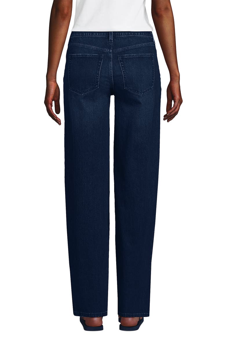 Petite Soft Denim Mid Rise Relaxed Straight Leg Jeans, Alternate, color, Dark Indigo Blue Wash
