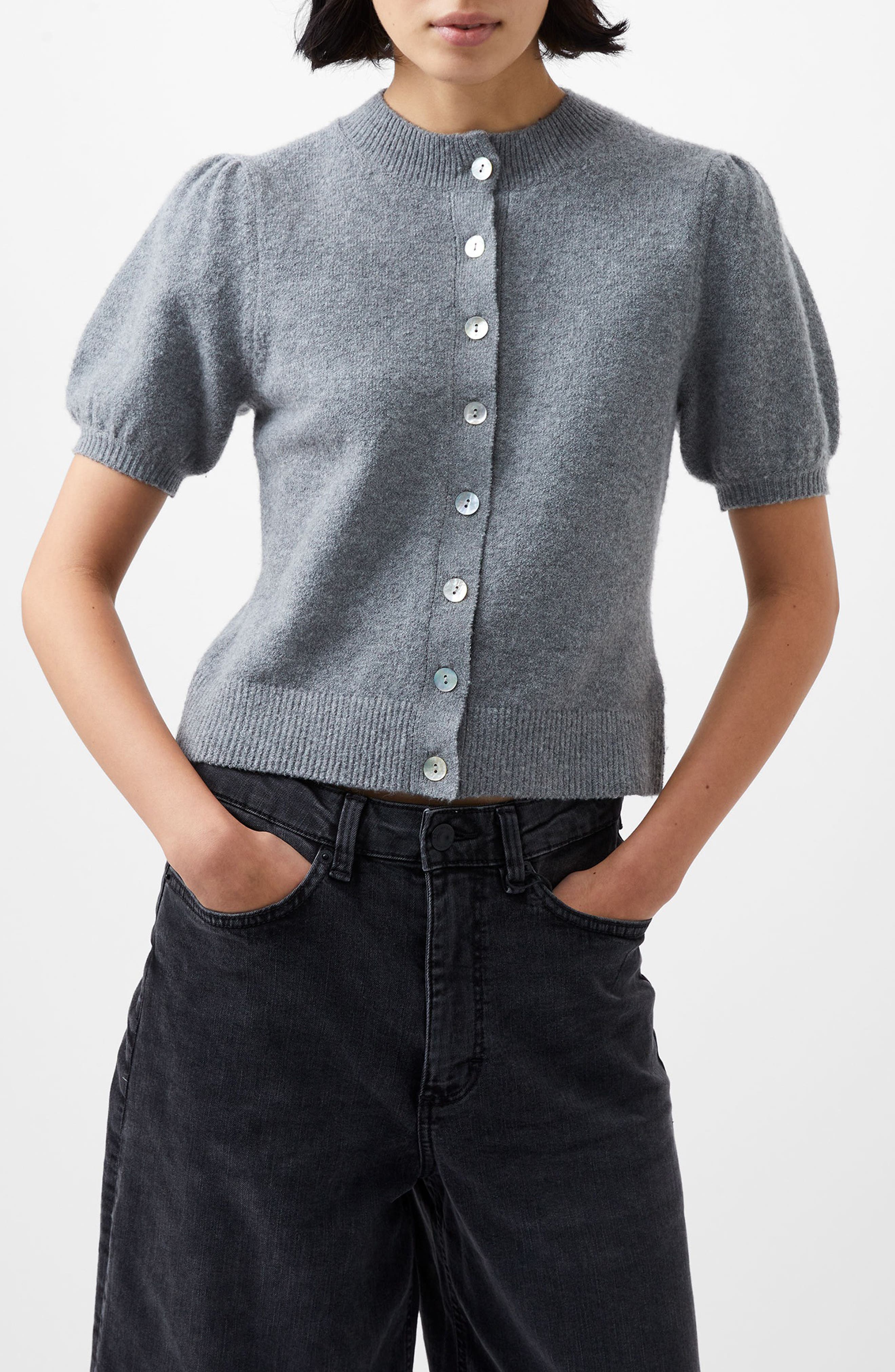 French Connection Vhari Puff Sleeve Cardigan (Women) | Nordstromrack